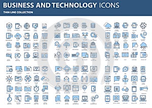 Set vector icons with elements for mobile concepts and web apps. Business and marketing, programming photo