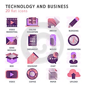 Set vector icons with elements for mobile concepts and web apps
