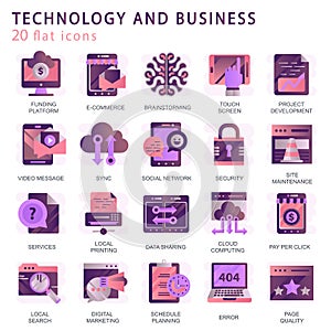 Set vector icons with elements for mobile concepts and web apps