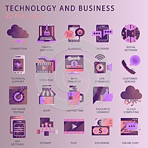 Set vector icons with elements for mobile concepts and web apps