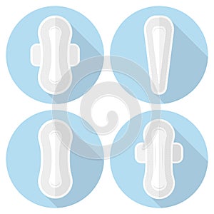 Set of vector icons feminine sanitary pads.