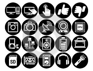 Set vector icons in flat design technology smart city house internet of things online payment. Elements for mobile concepts.