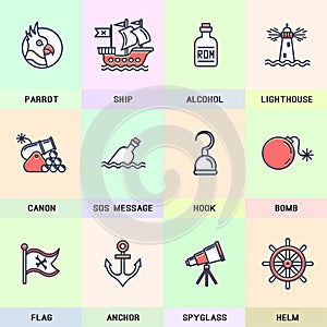 Set of vector icons in flat style.