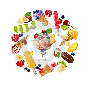 Set vector icons of ice cream