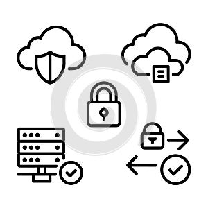 Cloud And Server Security Icons Data Protection