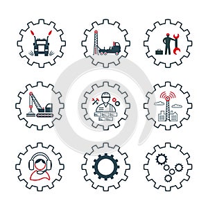 A set of vector icons industry and order. background