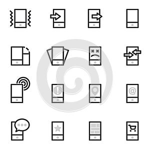 Set of vector icons mobile phones, tablets and smartphones on a light background