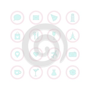 Set of 16 vector icons for networks, web site, stickers, etc