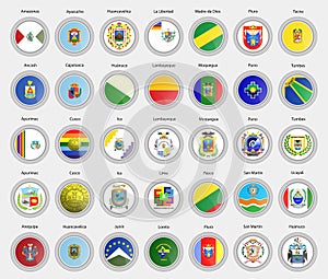 Set of vector icons. Regions of the Peru flags. photo