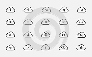 Set of Vector Icons Related to Cloud Technology