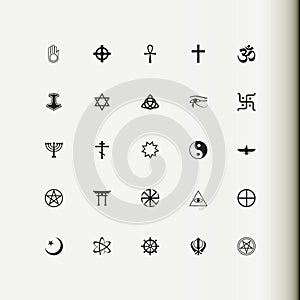 Set of vector icons. Religion, spirituality, occultism.