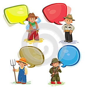 Set vector icons of small children different professions