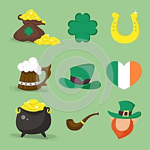 Set of vector icons for St.Patrick's day design.