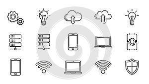 Set of Vector Icons for Technology and Cloud Computing Concepts