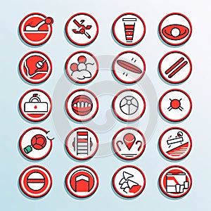 Set of vector icons on the theme of sports, fitness, healthy lifestyle