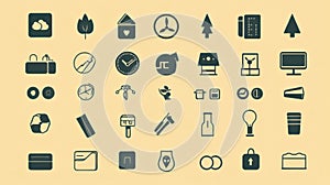 Set of vector icons for web and mobile applications in minimalistic style