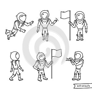 Set of vector illustration of astronaut