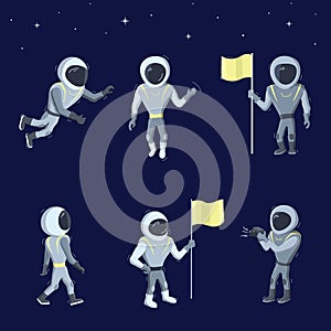 Set of vector illustration of astronaut