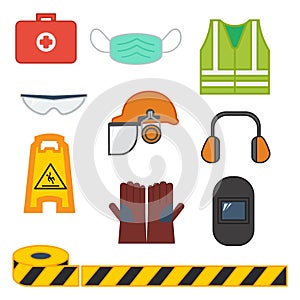 Set of vector illustration safety equipment