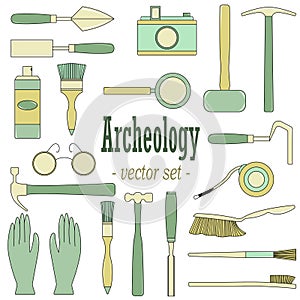 A set of vector illustrations for archeologists and geologists. photo