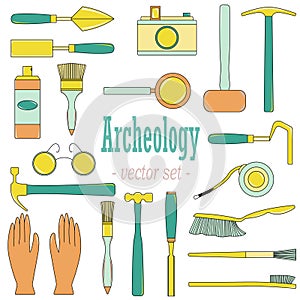 A set of vector illustrations for archeologists and geologists. photo