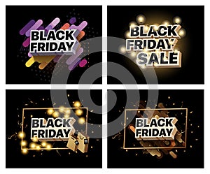 Set of vector illustrations for black Friday sale