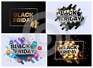 Set of vector illustrations for black Friday sale