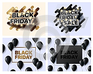 Set of vector illustrations for black Friday sale