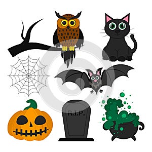 Set of vector illustrations for Halloween