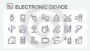 A set of vector illustrations, icons of electronic devices from a thin line.