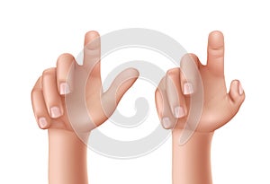 Set of vector illustrations of a male or female hand with a raised index finger.