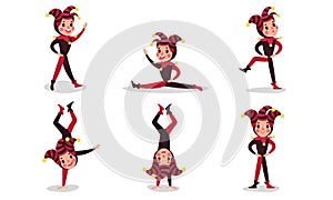 The Set Of Vector Illustrations With Six Jesters Cartoon Characters