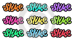 Set of vector illustrations of slime text