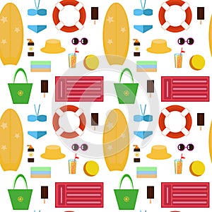 Set of vector images - beach accessories