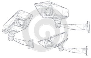 set of vector images. CCTV camera