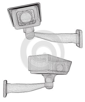 set of vector images. CCTV camera