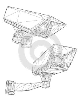 set of vector images. CCTV camera