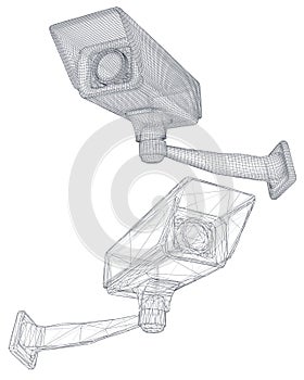 set of vector images. CCTV camera