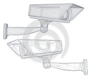 set of vector images. CCTV camera