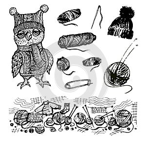 A set of vector images for knitting