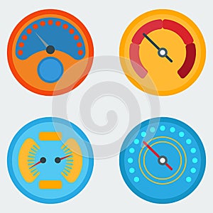 Set of vector indicator icons. Speedometer icons