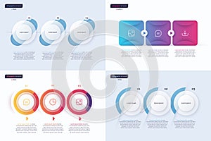 Set of vector infographic templates composed of 3 shapes