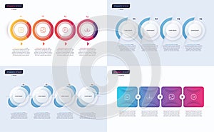 Set of vector infographic templates composed of 4 shapes