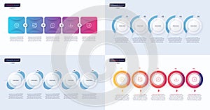 Set of vector infographic templates composed of 5 shapes