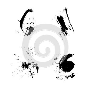 Set of vector ink grunge brush