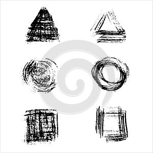 Set of vector ink grunge brush strokes.