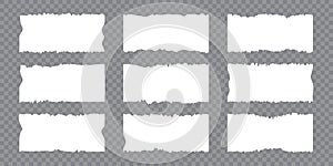 Set of vector jagged rectangles with torn edges.