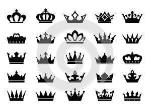 Set of vector king crowns icon on white background. EPS outline Illustration