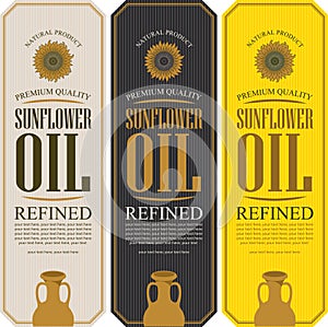 Set of vector labels for refined sunflower oil