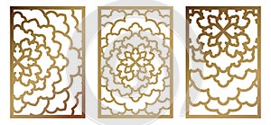 Set of Vector Laser cut panel. Abstract Pattern template for dec